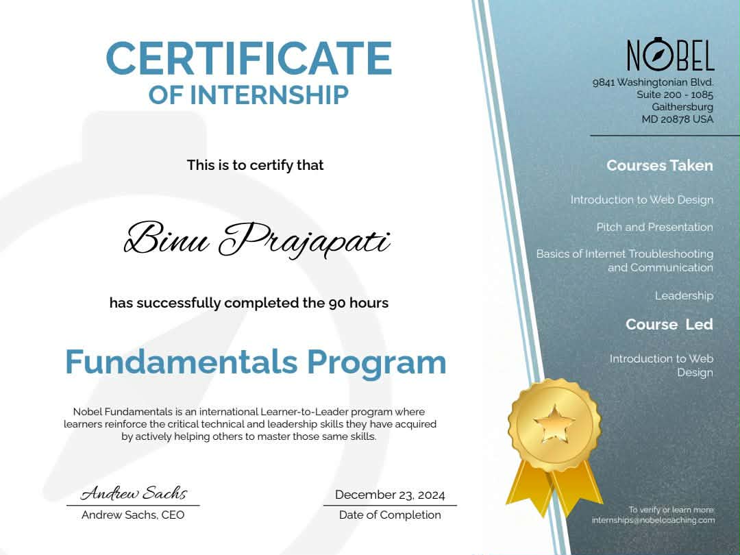 Workshop Lead β Nobel Internship